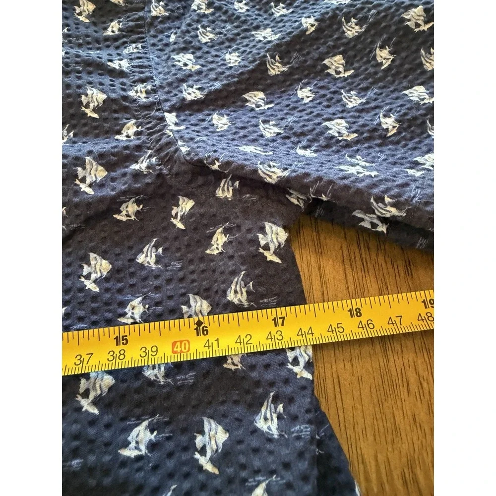Ralph Lauren Boys L (14-16) Blue Seersucker Short Sleeve Button-Down Shirt